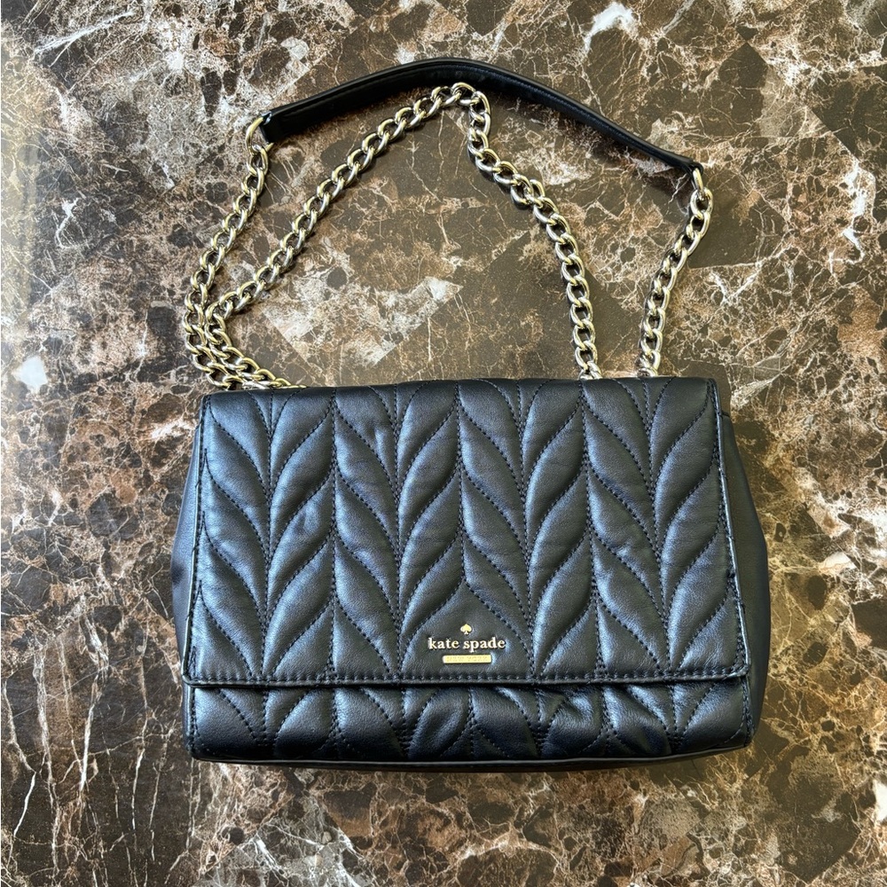 Kate Spade Black Quilted Chevron Shoulder Bag
